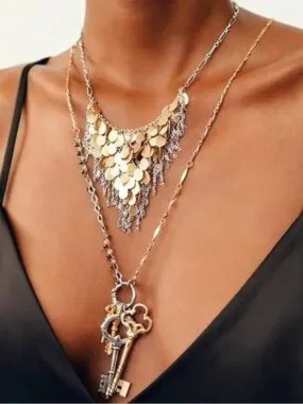 Seraphine Dual Tone Key Necklace Set